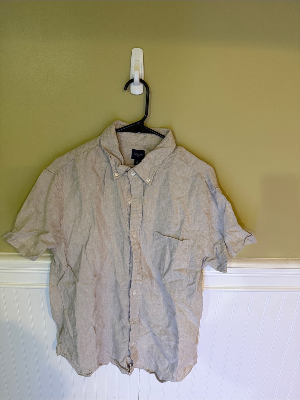 Men's Size L J. Crew Short-Sleeve Button-Down Shirt - Light Tan